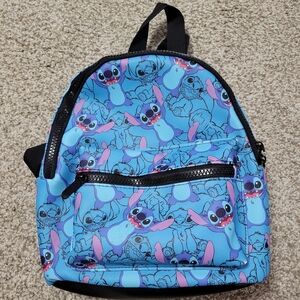 Disney Stitch Mini Backpack Bioworld Blue Handbag Purse 11"x9" Small‎ LILO and
